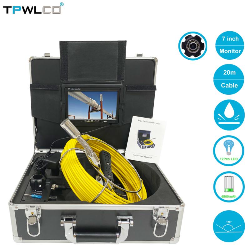 

23MM 20M Camera Cable for Inspection Endoscope Industrial Sewer Pipe Drain Cleaner Camera Waterproof 7 inch Screen