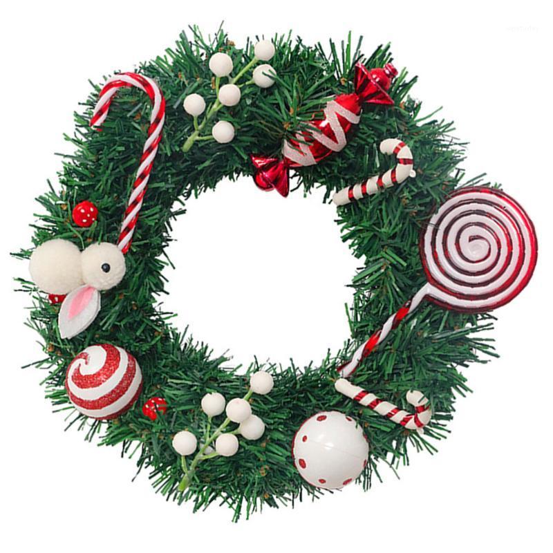 

1Pc Christmas Wreath Decorative Garland Cute Door Hanging Wreath Ornament1, White red green
