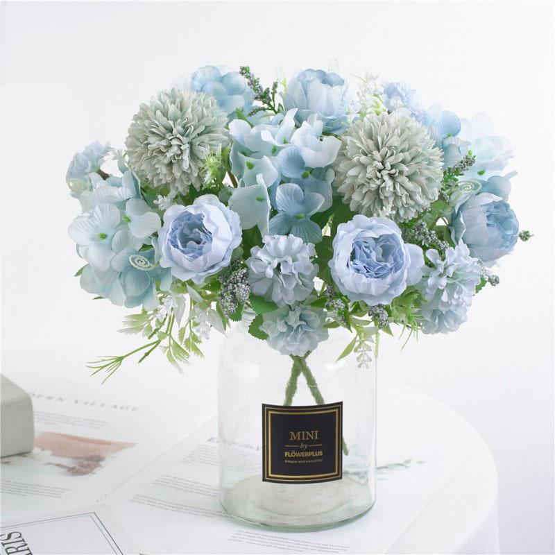 

7 Heads Artificial Hydrangea Flowers Bouquet Silk Blooming Peony Fake Bridal Holding Flower Roses Home Wedding Decor Decoration, Ld1101b