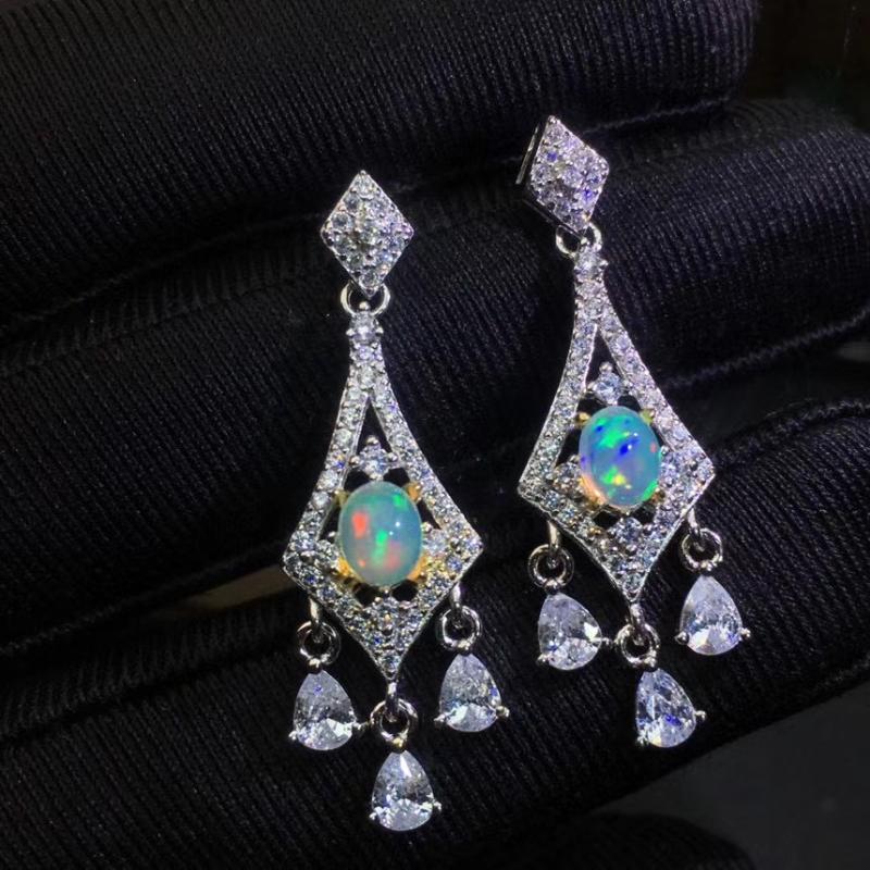 

High Pure 100% Natural and real Opal Earring 925 sterling silver Fine jewelry