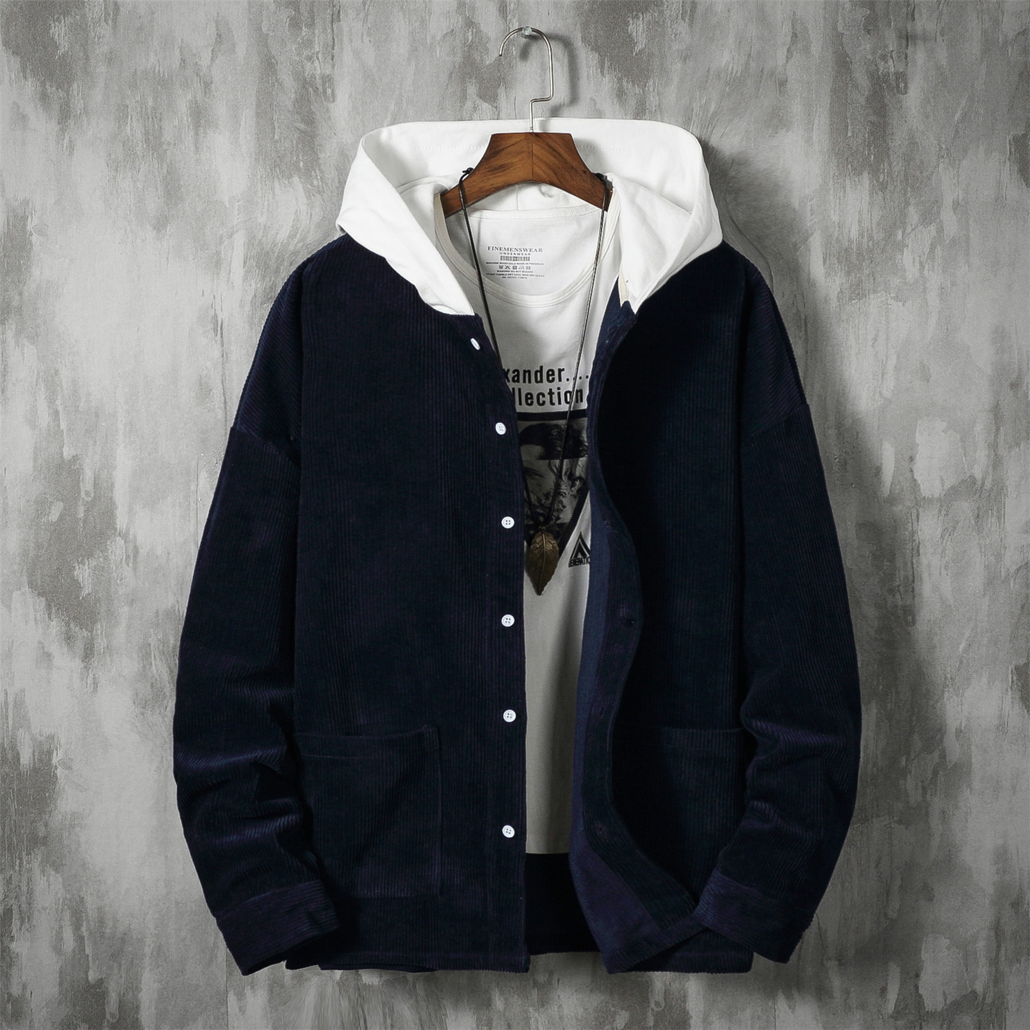 

New Men Hoodie jacket Long Sleeved jacket HoodiesCardigan Creed Jacket Plus Size windbreaker, Darkblue
