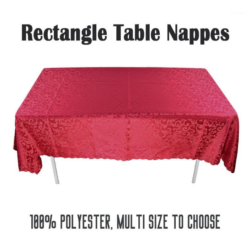 

Hotel Restaurant Washable RedPolyester Rectangle 1.4*1.8m Tablecloth Home Dinner Table Cover White Wedding Decor Table Cloth1, Wine red jacquard