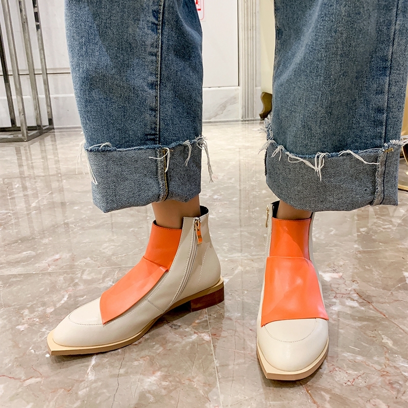 

2021 New Spring Boots Plus Size 22-26.5cm Length 2-color Stitch Individual Design Women's Shoes RCWU, Red