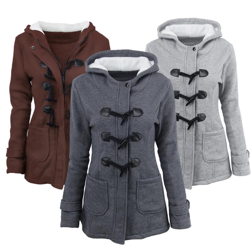 

Horn Button Jacket Duffle Coat Autumn Winter Plus Size Jacket For Women 4xl 5xl 6xl Parka Slim Fit Coat Hooded Thick Cotton Warm, Red parka