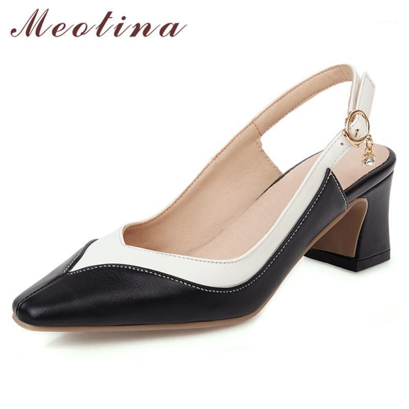 

Meotina Women Shoes Slingbacks High Heels Pumps Square Toe Block Heel Lady Shoes Summer Shallow Dress Female Black Size 461