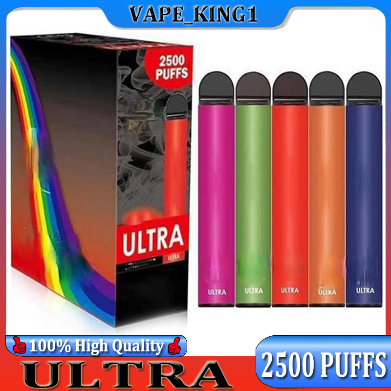 Ultra 2500 Puffs Dispostable Cigarette Vape Device 1000mAh Batterie 8 ml Kit de démarrage de cartouche Vs Fumed