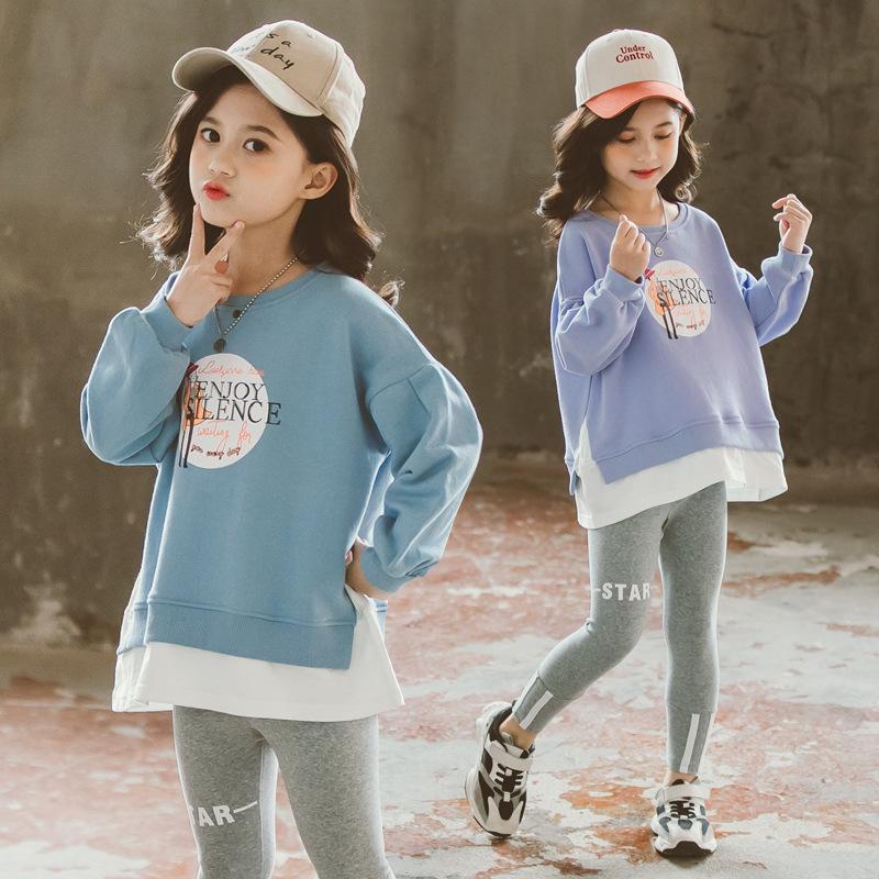 

Fashion Children Clothing Sets Spring Autumn Girls Tracksuits Top Leggings Pants 2pcs Kids Clothes Baby Girls Suits Outfits, Blue