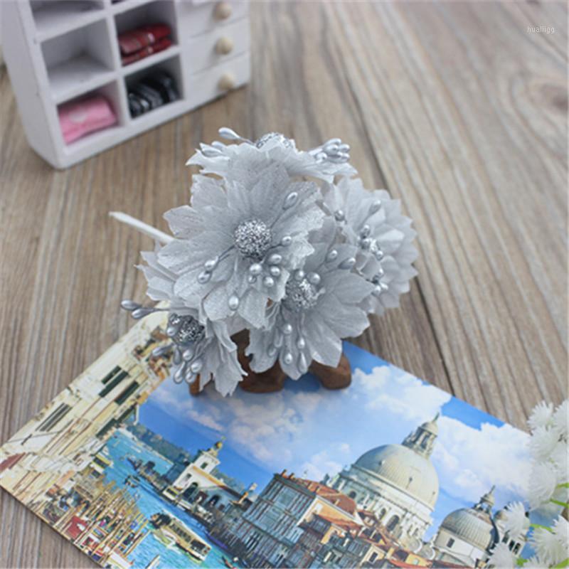 

6pcs/ headdress accessories handmade materials garland material flowers gold and silver chrysanthemum wedding make1
