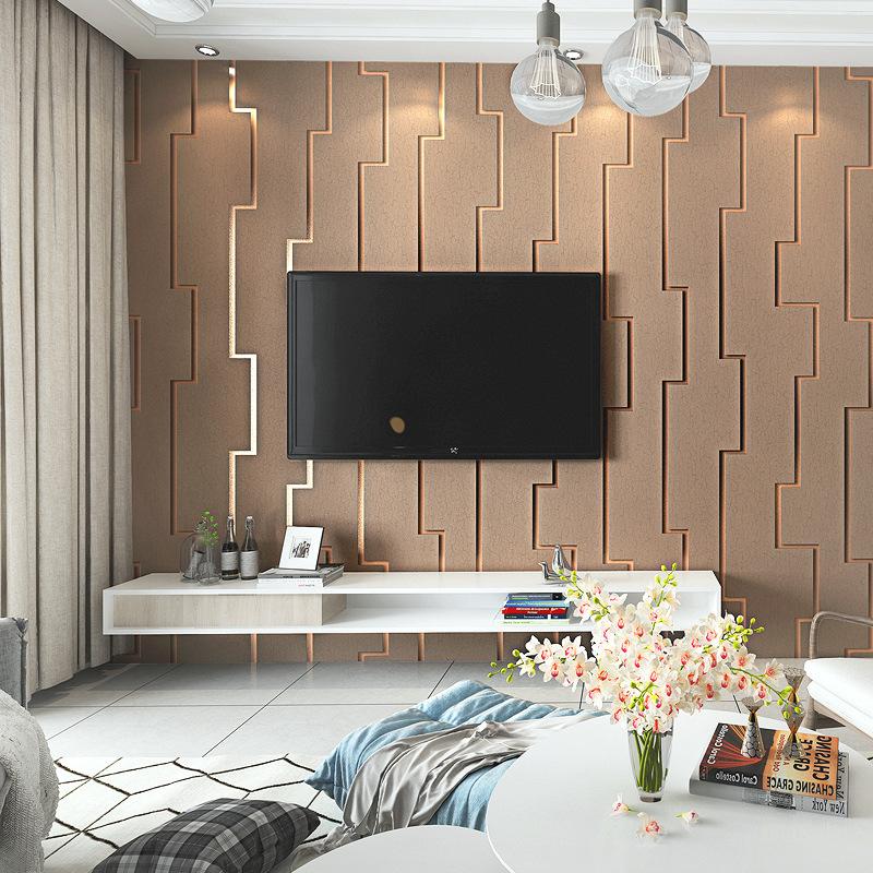 

Modern Brief Geometric Pattern Suede Wallpaper Rolls Waterproof Wallpaper For Home Decor Living Room Bedroom Background, Pink