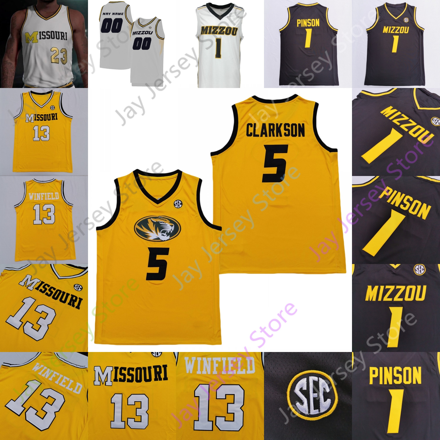 

Missouri Tigers Basketball Jersey NCAA College Dru Smith Mark Smith Jeremiah Tilmon Xavier Pinson Torrence Watson Smith Clarkson Brown, White i