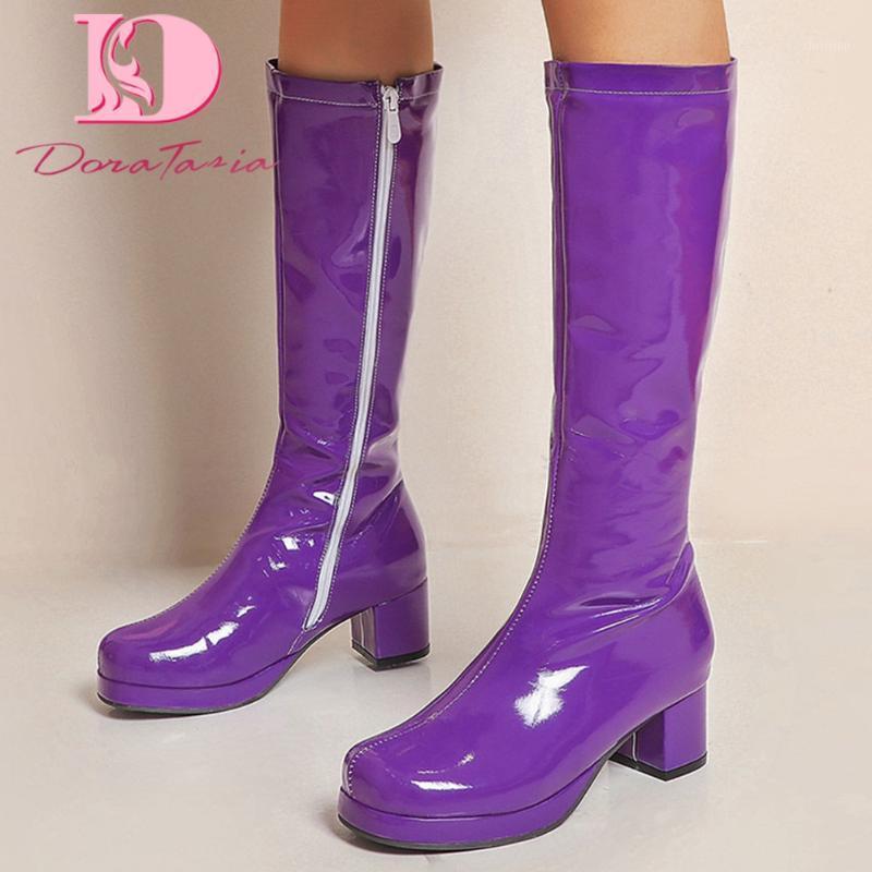 

Doratasia 2020 dropship big size 48 candy colors platform waterproof women shoes riding knee high boots female1, Black