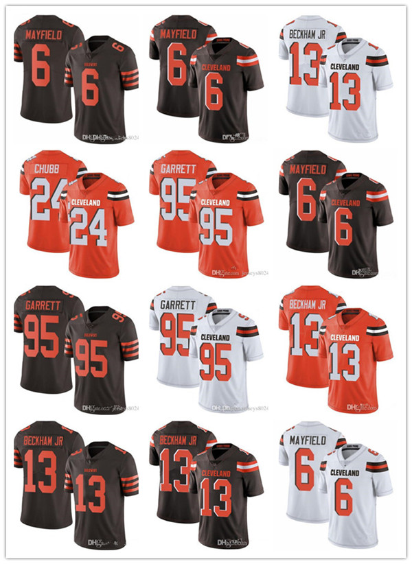 

Cleveland Browns Men Women Youth 13 Odell Beckham Jr city Nfl Baker Mayfield 95 Myles Garrett 24 Nick Chubb Football Jerseys, Black;red