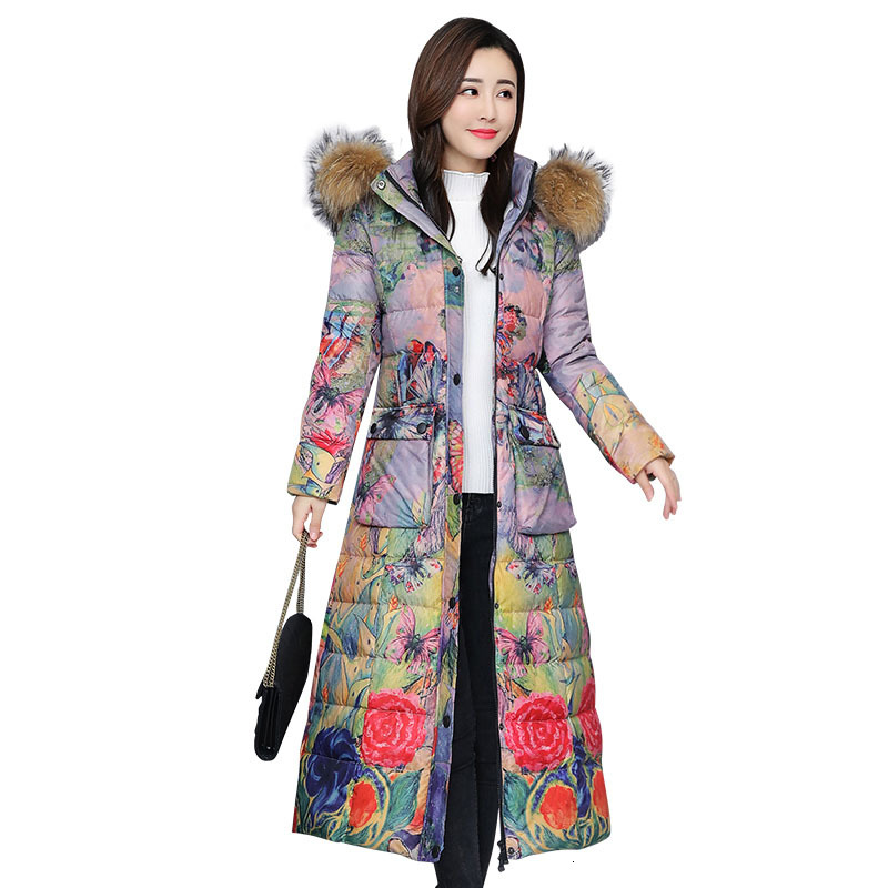 

New Big Korean Winter Long Women's Fur Coat Thin Fashion Down Cotton Female Jacket Thicken Parka Outwr264 Juic, Roland purple.