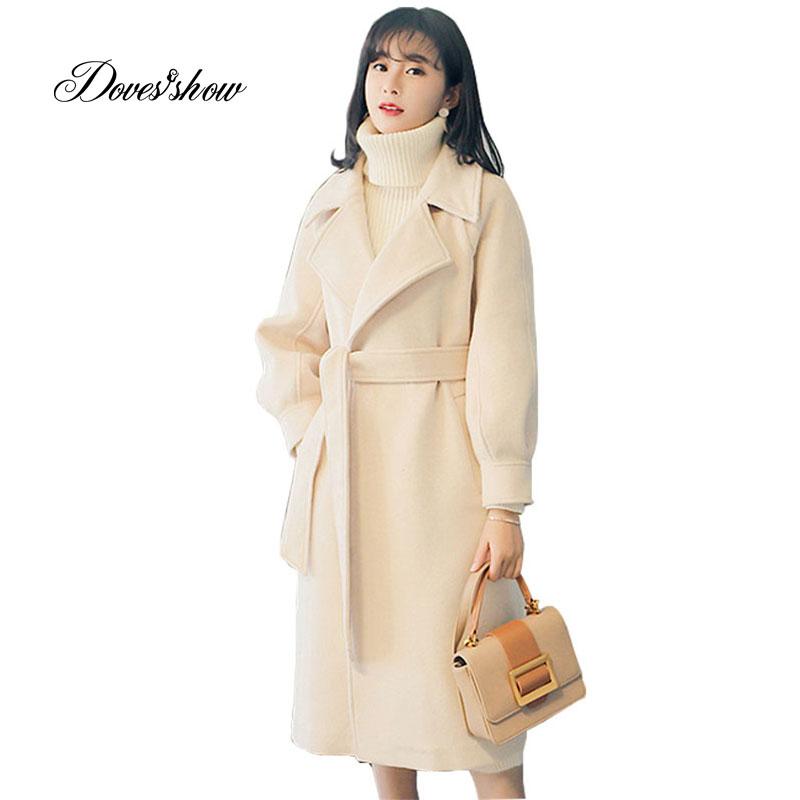 

Women Autumn Winter Jacket Cape Coat Long Single Breasted Wool Coat Belted Mujer Casaco Feminino Female Jacket Blends Outwear, Pink