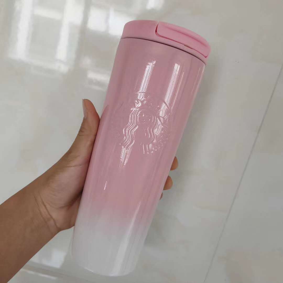 

2021 Designer Starbucks explosion type vacuum flask lavender gradient goddess stainless steel coffee cup accompanying couple cup2021