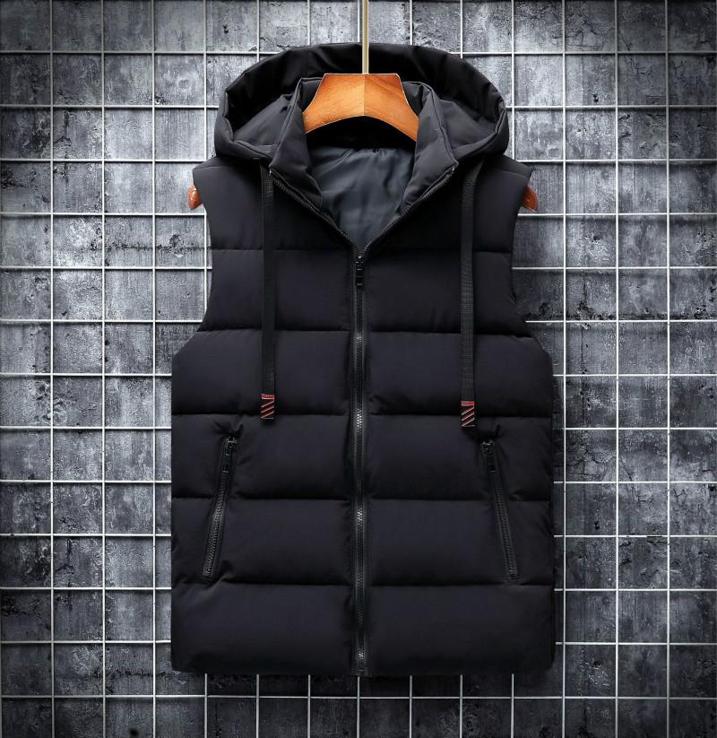 

Men -6XL Parka Hooded Vest Winter Autumn New Thick Warm Casual Windbreaker Baggy Padded Outerwear Waistcoat Sleeveless Jacket, 889 sky blue