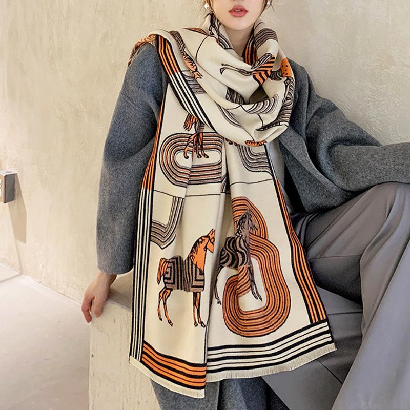 

Thick Warm Winter Scarf Women Cashmere Shawl Lady Wraps Print Female Blanket Stoles 2020 New