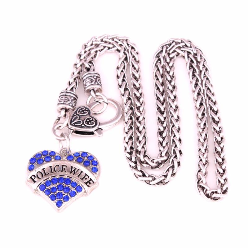 

Drop shipping rhodium plated Crystal Heart WIFE with Wheat link chain necklace