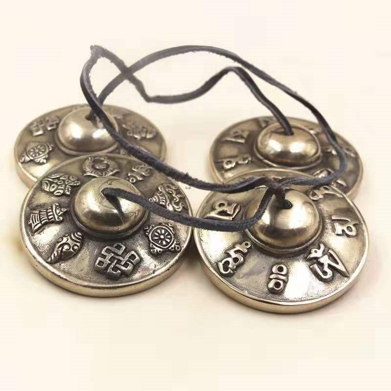 

6.5cm Tibetan Bell Meditation Handcrafted Cymbal Bell Copper Crisp Sound Lucky Symbols Buddhist Temple