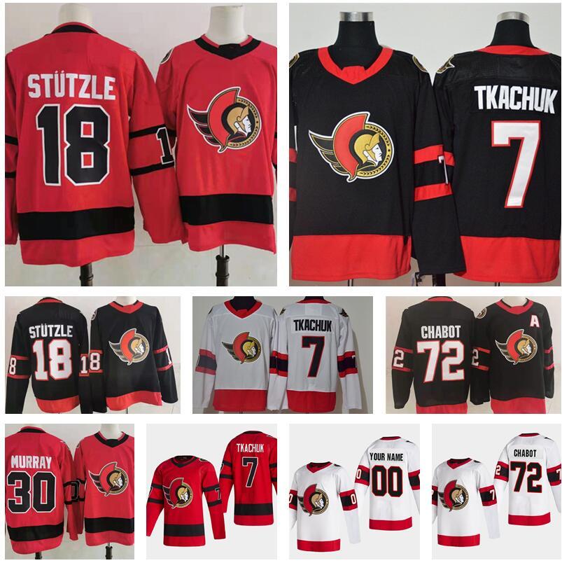 

Reverse Retro Hockey Ottawa Senators 18 Tim Stutzle Jersey Stuetzle 30 Matt Murray 72 Thomas Chabot Connor Brown 7 Brady Tkachuk Red White, Colour 4