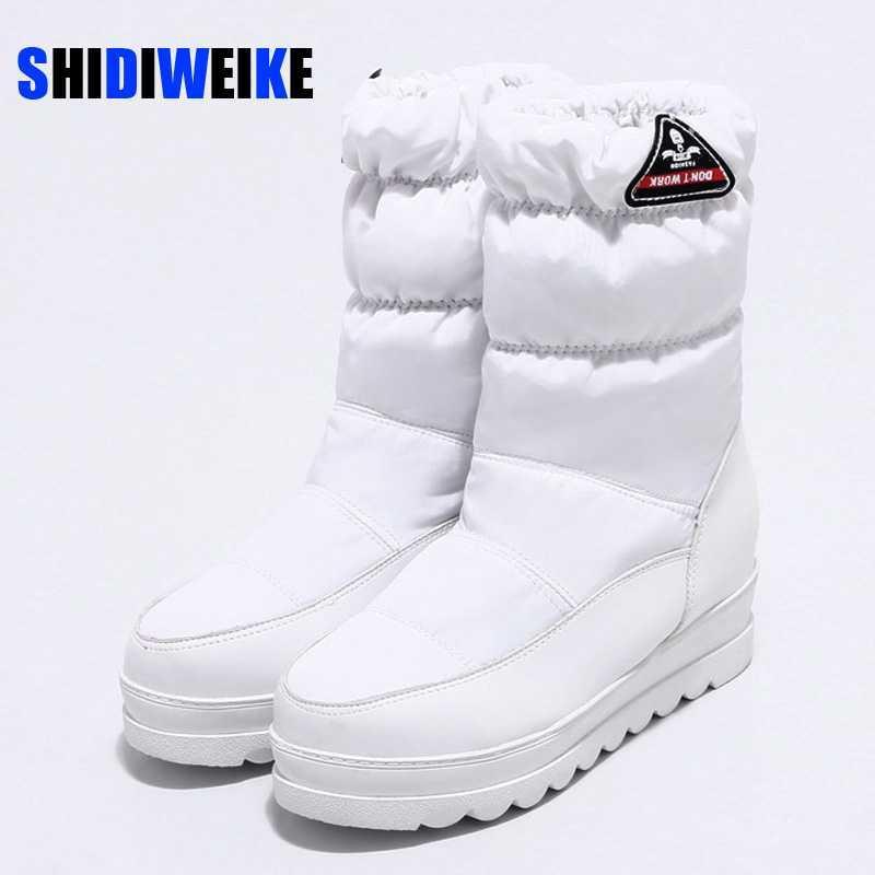 

2020 Snow boots for women shoes Slip-On keep warm thick fur winter boots fashion ankle female Plus size 34-43 AB9361, Red