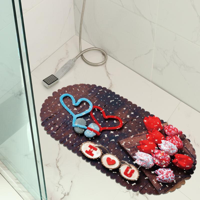 

Valentine's Day bathroom mat PVC antiskid mat hotel floor bathtub kitchen suction pad