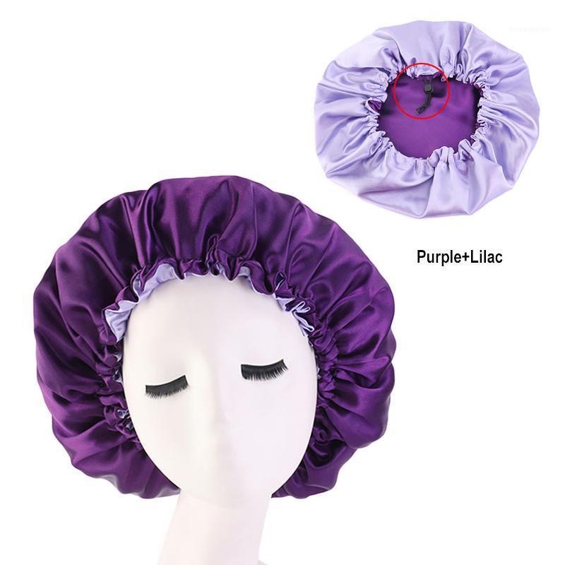 

H:HYDE Muslim Women Night Sleep Cap Satin Elastic Bonnet Hat For Hair Care Head Cover Adjust Hair Loss Hat Beanies Skullies1, Q12723