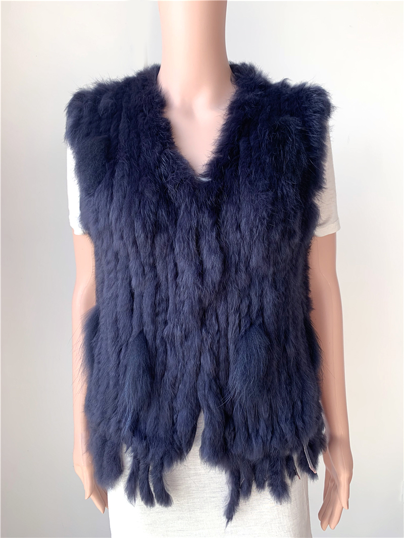 

sales clearance real rabbit fur vest jacket coat C1031, Black