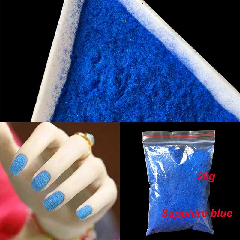 

20g Sapphire blue color Flashing Flocking powder Nail decoration DIY Nail Art design Fuzzy velvet powder Wholesale