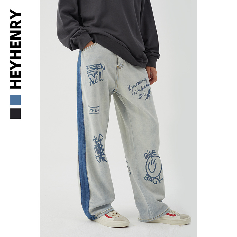 

2021 New Ami Kaji Isn't Fashionable. Leg. Male Female Harajuku in a Straight Line. L4CF, Blue.