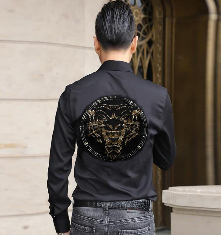 

New Long-sleeved Man's Designer Hot Shirt Size -4xl Clothes 2k6m, Black.