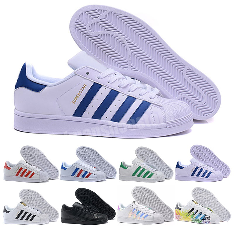 

2021 New Superstars Women Men Casual Shoes White Black Green Superstars 80s Pride Flat Sneakers Super Star Women Sneakers Size 36-45, Color 5