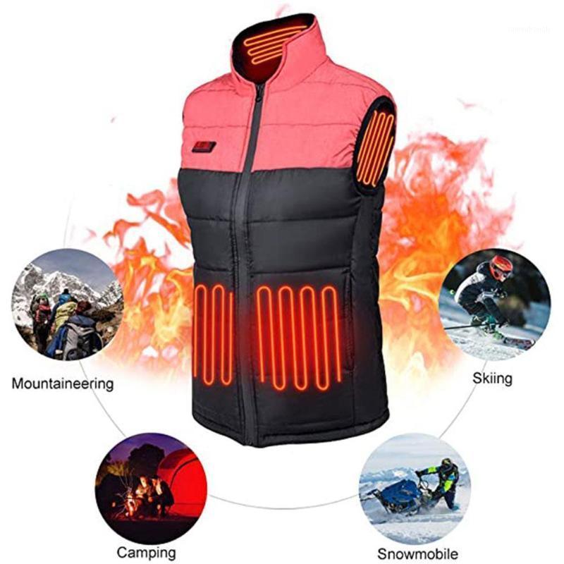 

4 Areas Heated Vest Jacket USB Men Winter Smart Heating Warm Sleevless Outdoor Sport Jacket Cotton Women Vest Unisex T3X81, Gray