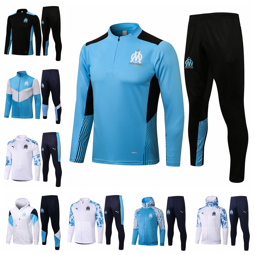 

21 22 soccer tracksuits MILIK PAYET Marseilles survetement jacket fottball Training suit veste maillot de foot 21/22 Olympique OM tracksuit football jogging set A14