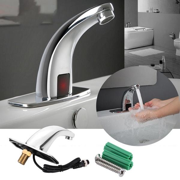 

Automatic Sink Mixers Sensor Tap Hands Free Infrared Water Tap Hands Touchless Cold Inductive Electric Basin Faucet Bathroom