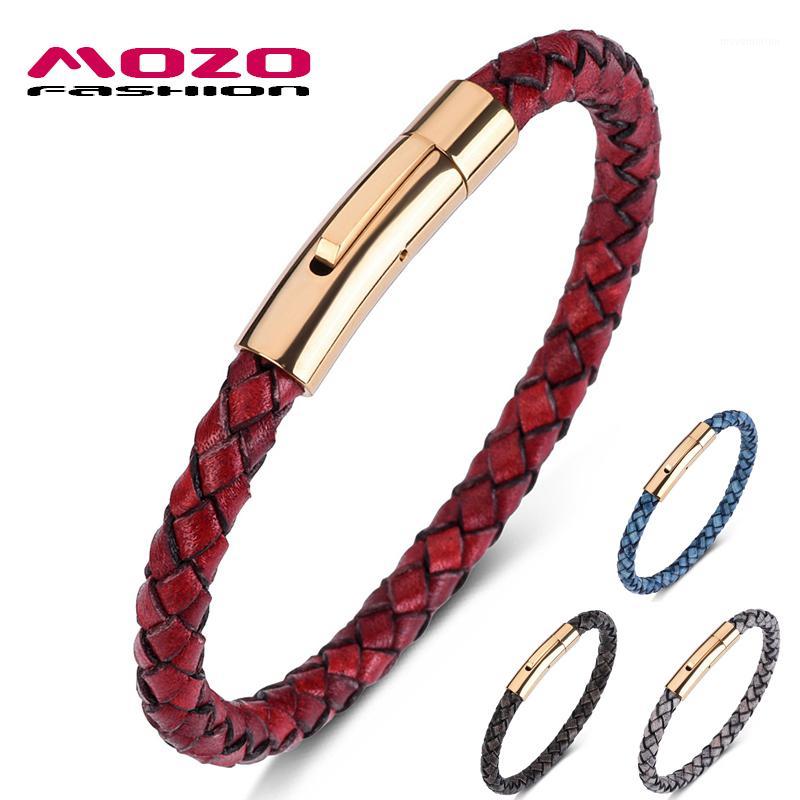 

Fashion Charm Bracelets Red Genuine Leather Rope Mixed Braided Bangle Simple Punk Classic Unisex Jewelry1