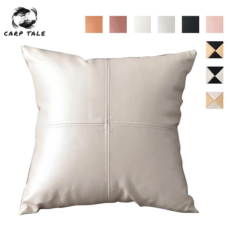 

45x45cm PU Soft Leather Pillow Cover With Core Luxury Cushion Cover Decor For Sofa Car Bed Pillowcases Decorative Throw Pillows, 06