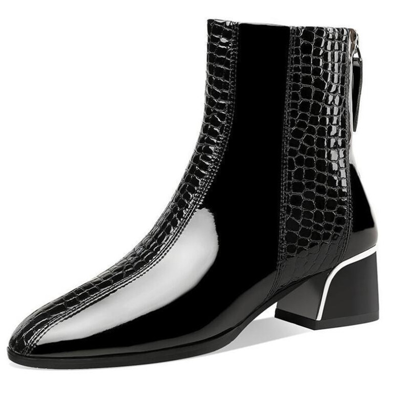 

2021 Autumn and New Winter Fashion Square Foot Finger Thick Heel Zipper Casual Women's Riding Boots Jd9z, Single shoes-01