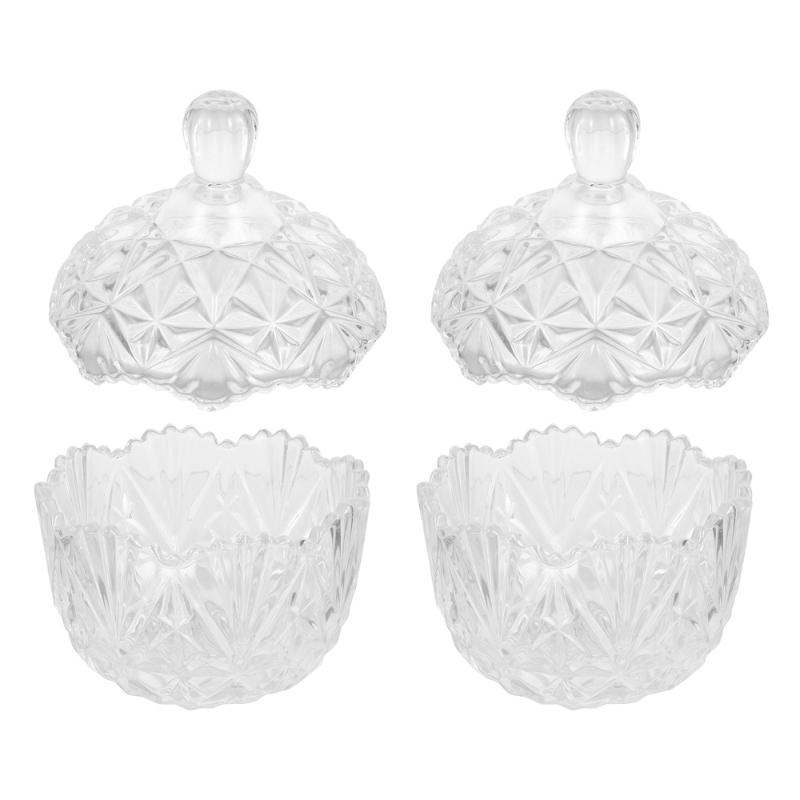 

2PCS Glass Transparent Candy Jar Household Dried Candy Canister with Lids