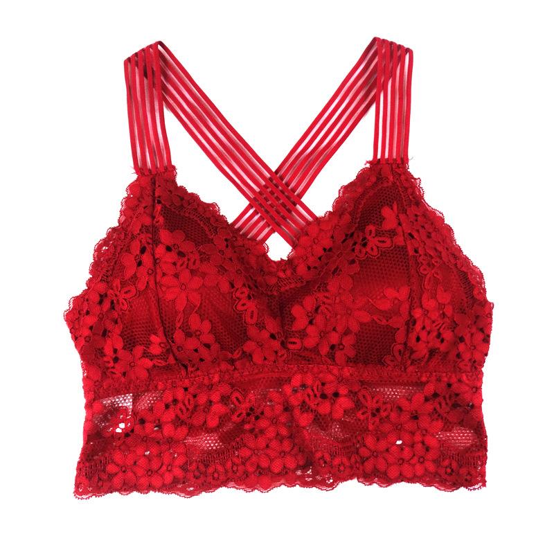 

2020 Sexy Tank Tops summer fashion solid color Underwear Women Lace Strap Bras Tube Tops Fashion Cross Beauty Back Tank, White