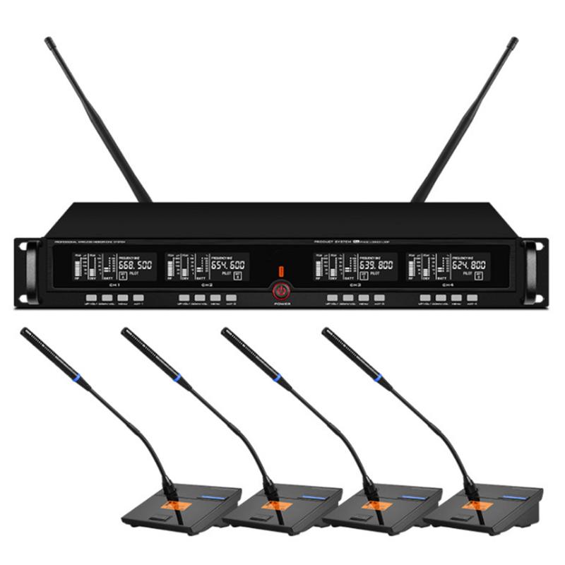 

Professional UHF wireless microphone four-channel conference condenser microphone school church conference room