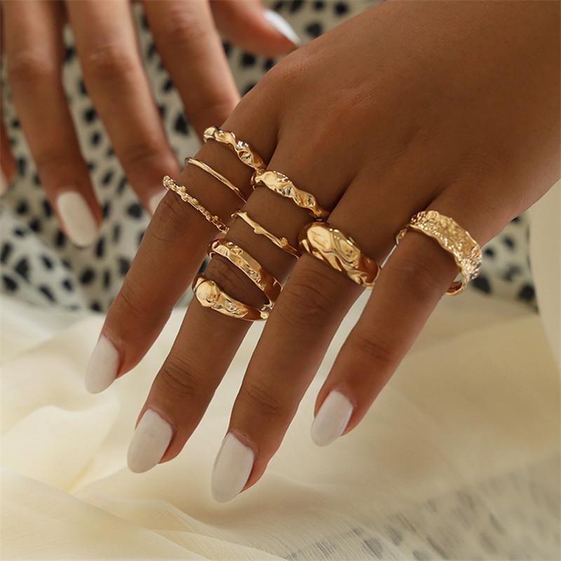 

9Pcs/Set Gothic Metal Knuckle Rings For Women Irregular Geometric Ring Vintage Women Party Jewelry Gift
