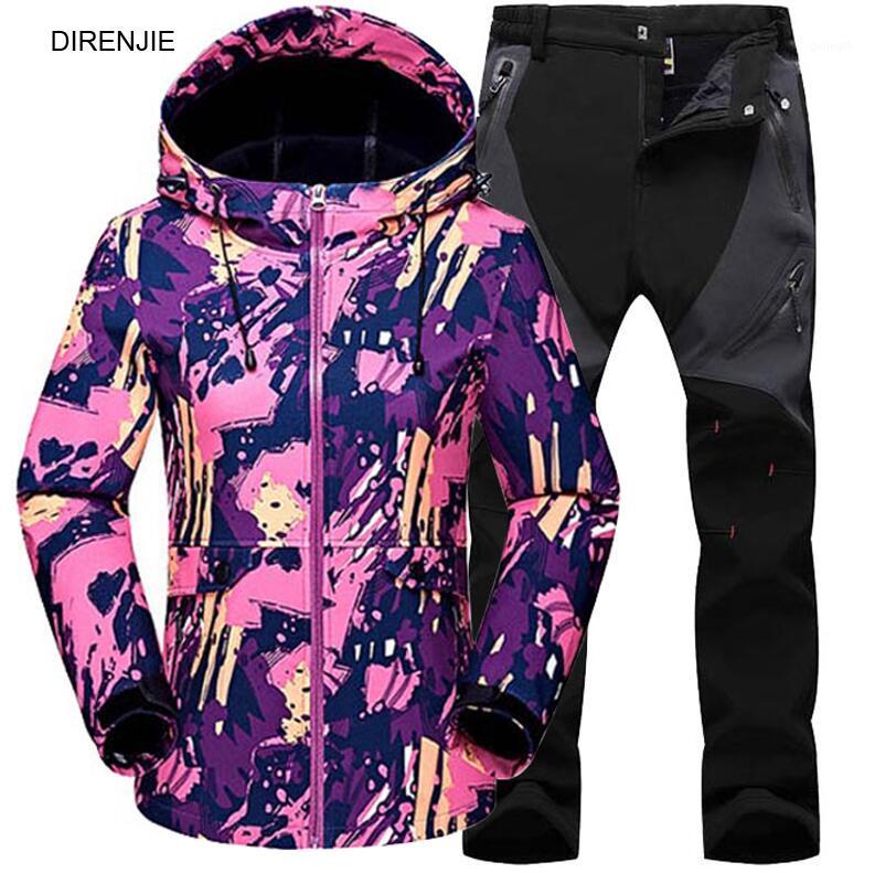 

Woman Winter Fleece Warm Fishing Waterproof Jacket SoftShell Pants Sports Sets Camping Hiking Ski Jackets Pant suits1, Rosy red