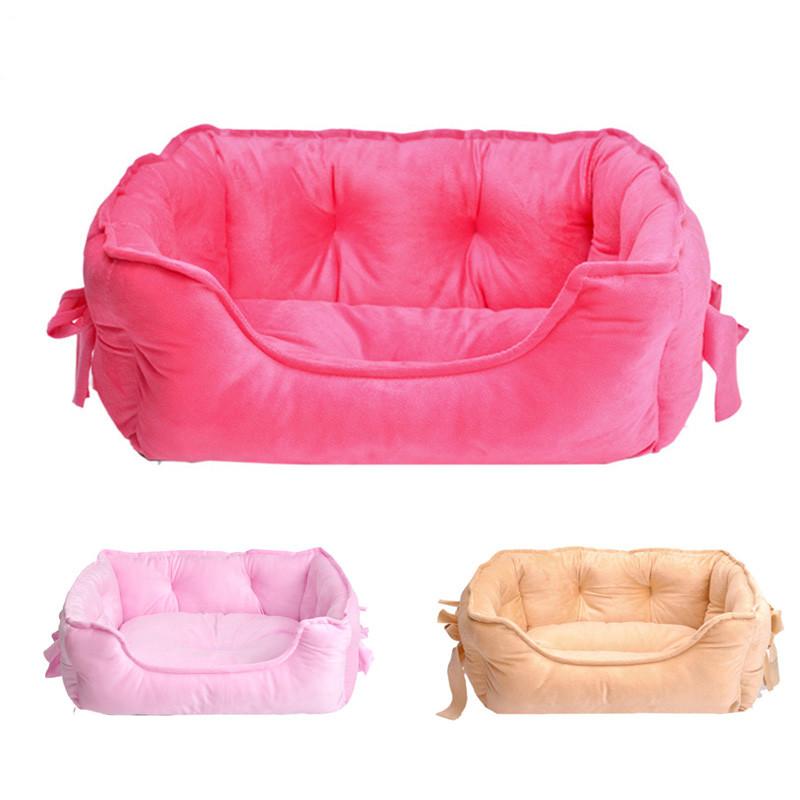 

Pink Cute Bow Princess Dog Bed Winter Soft Puppy Bed Sofa Warm Cat House Teddy Pomeranian Pet For Dog Cats /L, As picture
