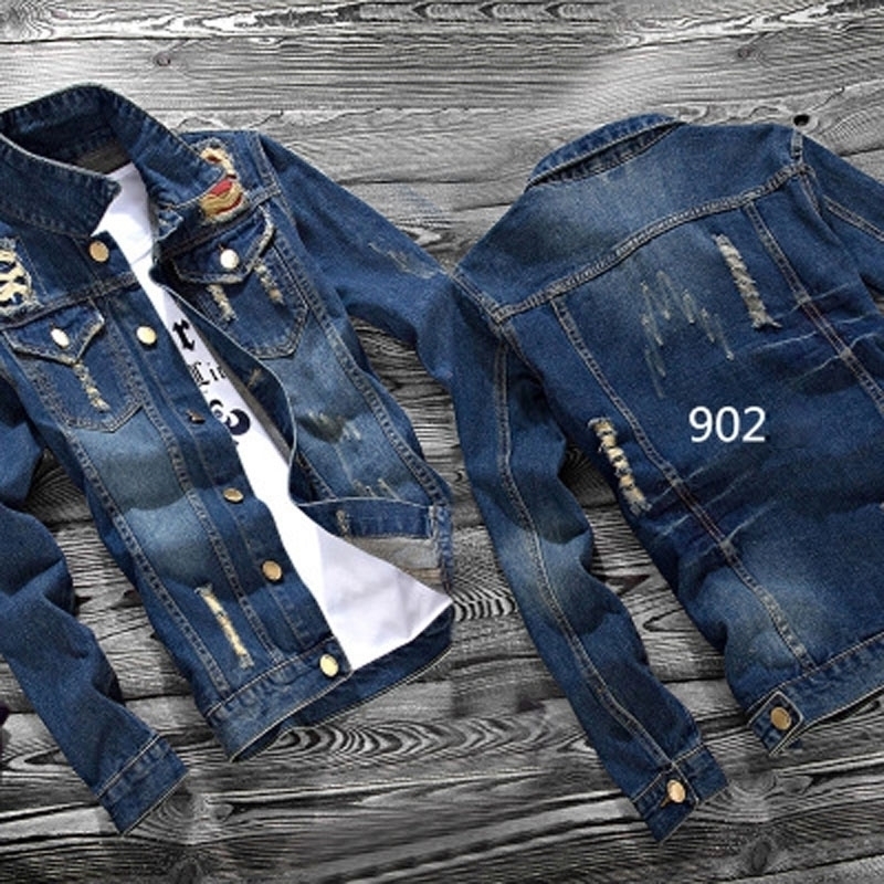 

Spring and Autumn Men' Denim Jacket Korean Slim Denim Clothes Japanese Retro teenagers cowboy Gown Men' Jacket Short coat 201123, Blue