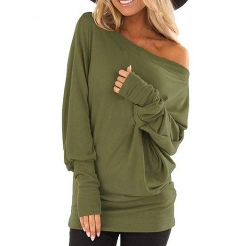 

Auntum winter Women' Casual Off Shoulder Tops long Sleeve T Shirts Loose Sexy Shirt, Black