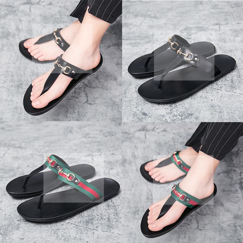 

Hot NEW slippers Slide Sandal Designer Shoes Luxury Brand Slides Summer Fashion Wide Flat Slipper men Sandals size 38-46, Black