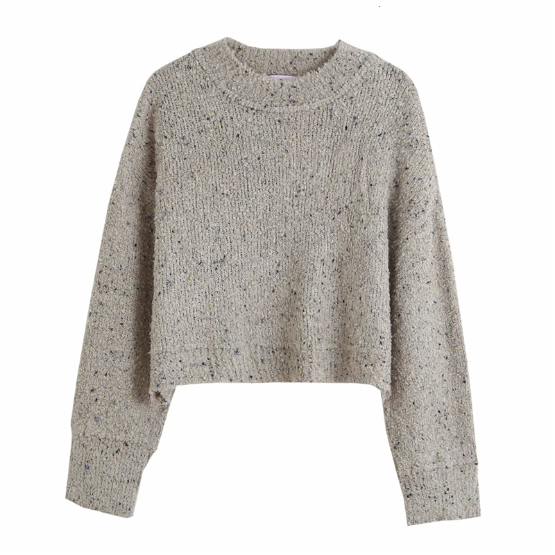 

2021 New Vintage Women Khaki Sweaters Fashion Ladies O-neck Knitted Tops Streetwear Female Chic Sleeve Pullovers Causal Girl Wjy3