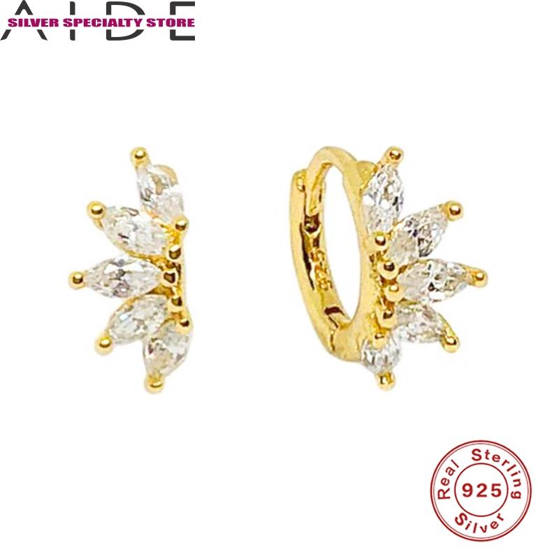 

AIDE 925 Sterling Silver Earrings For Women 2020 Luxury Fine Jewelry Piercing Hoop Earring Gold Pendientes Aretes For Girls Gift