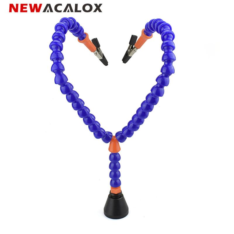 

NEWACALOX 2pcs Flexible Arms Magnet Base Solder Iron Holder Soldering Station for PCB Fixture Helping Hands Repair Welding Tool